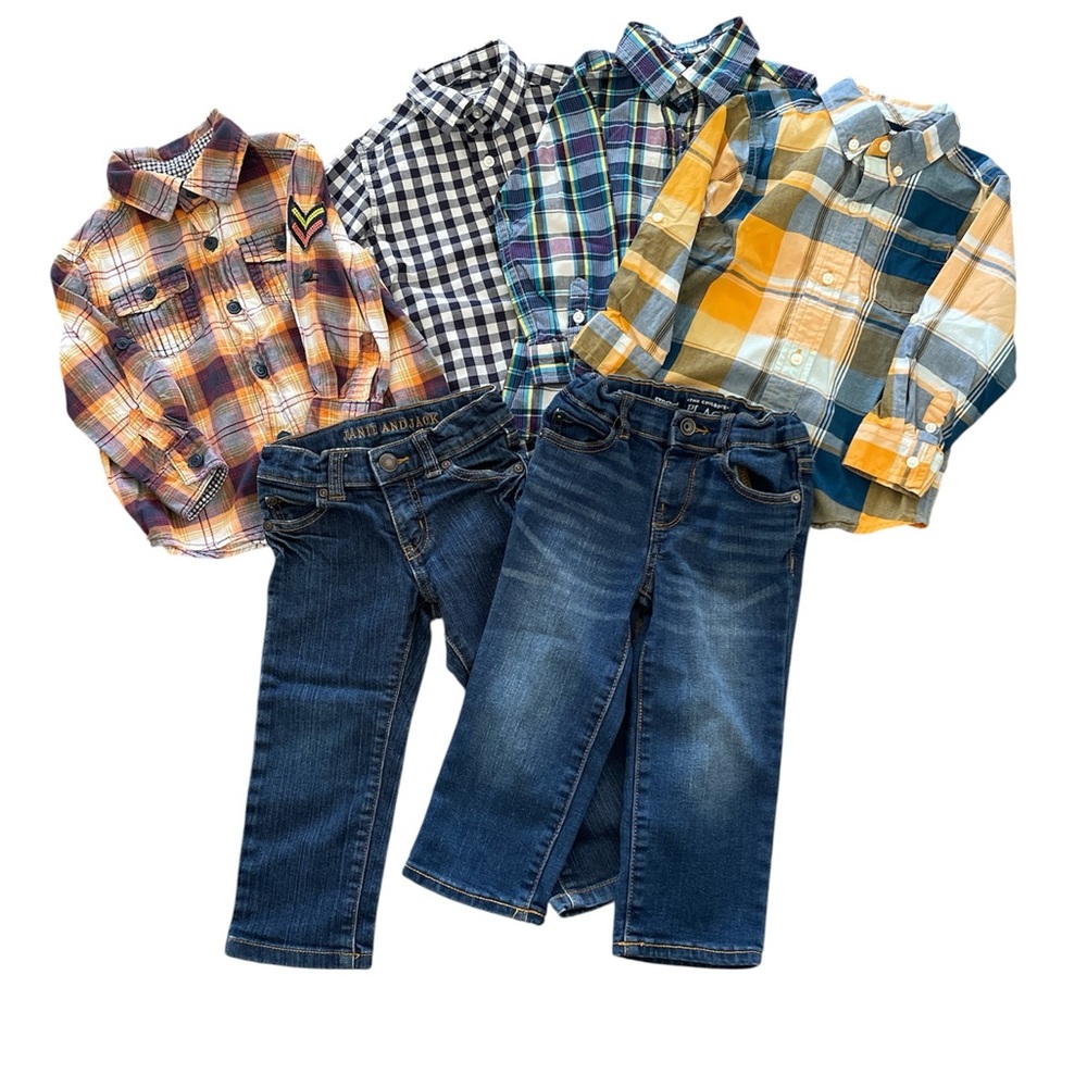 Boys Set of Button Down Shirts and Jeans 2T